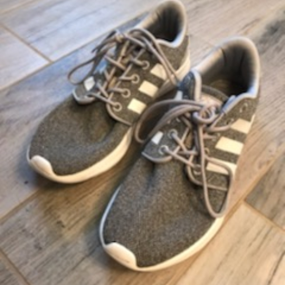 Grey Addias Cloudfoam QT Racer Shoes